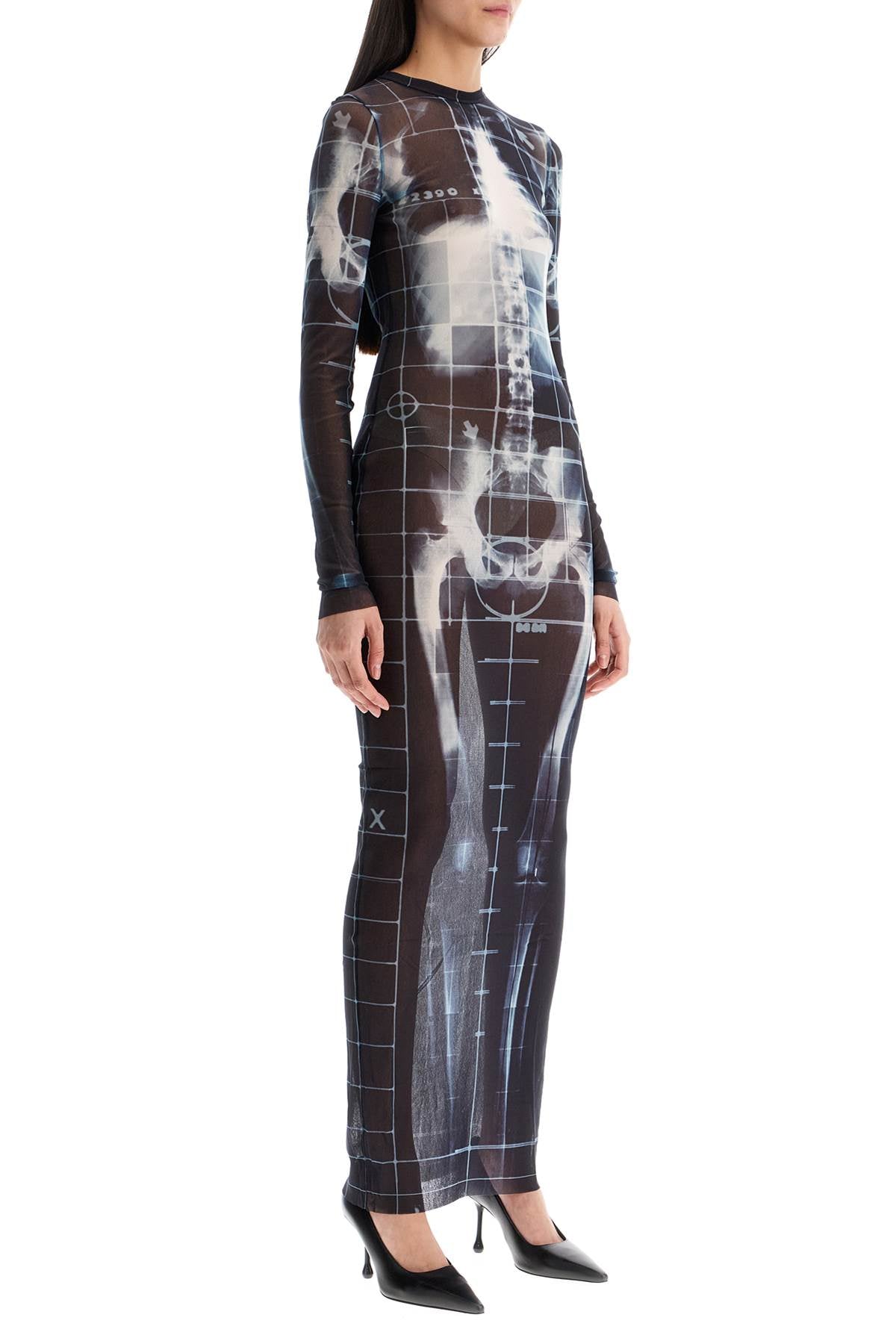 JEAN PAUL GAULTIER JEAN PAUL GAULTIER long dress with x-ray print in black*** blue*** and light blue squeletor