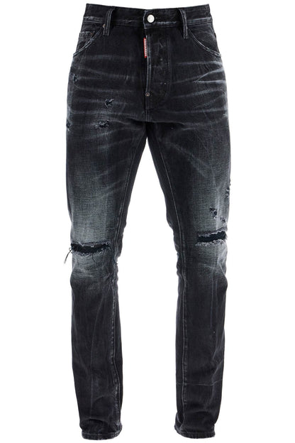 Dsquared2 jeans in cotone nero con effetto vintage