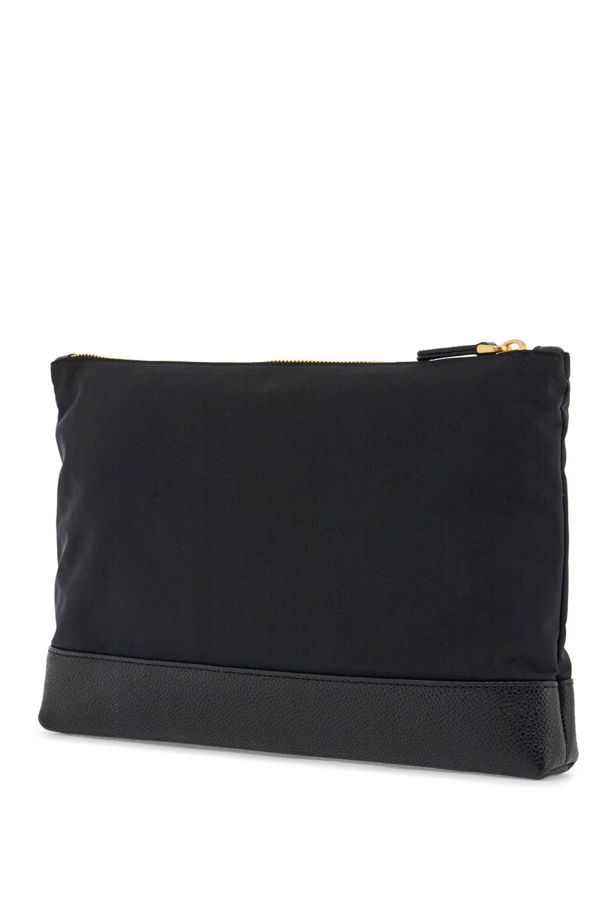 Thom Browne Thom Browne large pouch with gold zip and black tricolor stripe