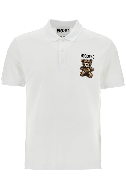 Moschino Moschino white cotton polo with embroidered logo