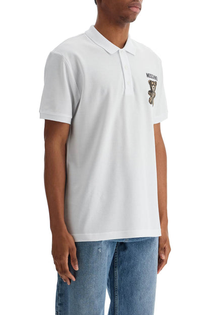 Moschino Moschino white cotton polo with embroidered logo