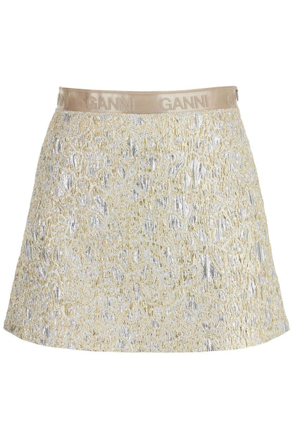 Ganni metallic cloquã© mini skirt