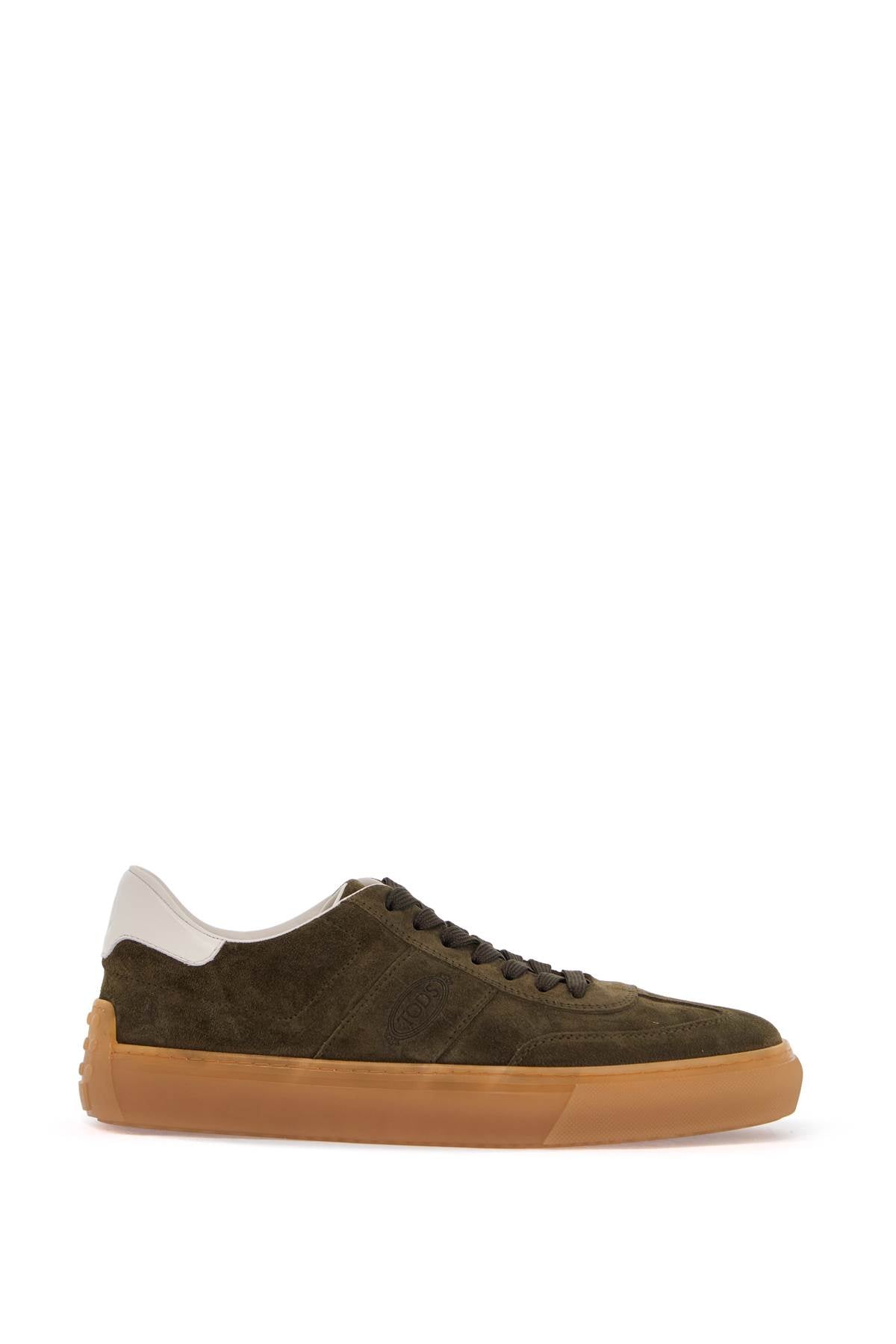 Tod'S Tod'S olive green suede lace-up shoes with non-slip sole