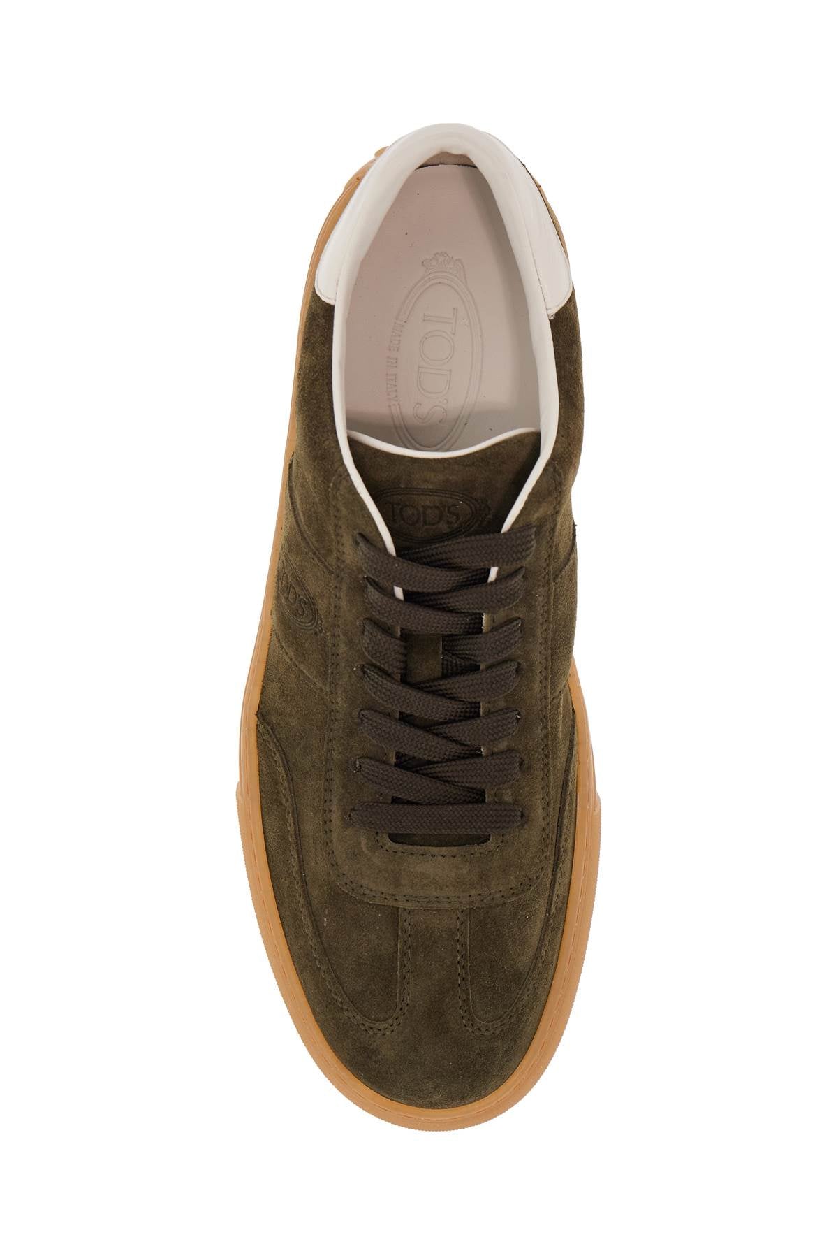 Tod'S Tod'S olive green suede lace-up shoes with non-slip sole