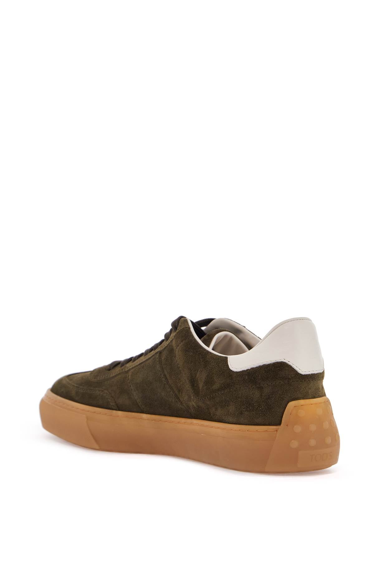 Tod'S Tod'S olive green suede lace-up shoes with non-slip sole