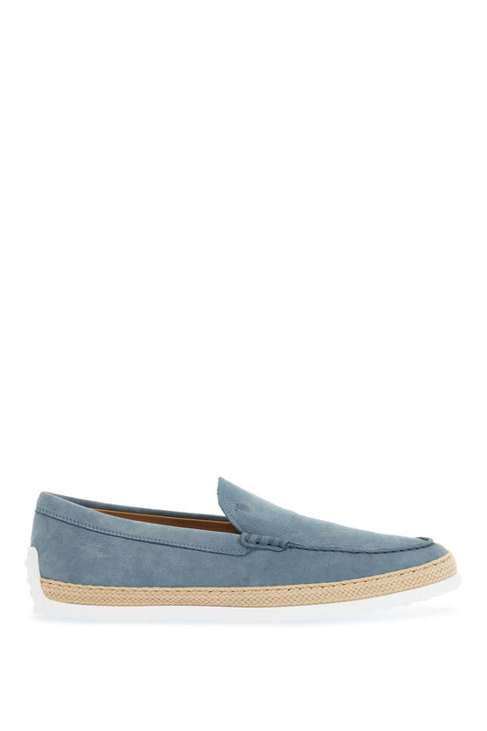 Tod'S Tod'S light blue calfskin loafers with rubber and rope sole