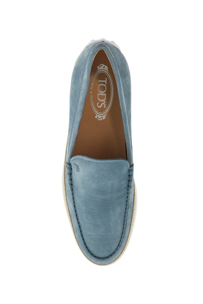 Tod'S Tod'S light blue calfskin loafers with rubber and rope sole