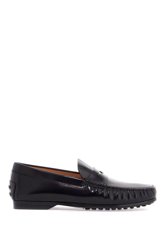 Tod'S Tod'S men's black calfskin loafers with elegant insert and rubber sole