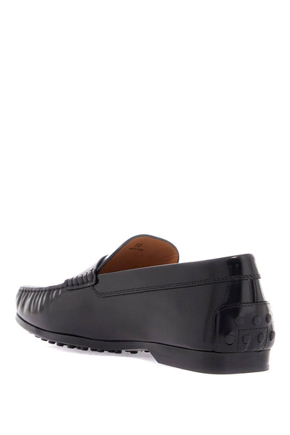 Tod'S Tod'S men's black calfskin loafers with elegant insert and rubber sole