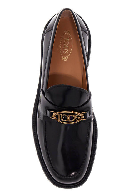 Tod'S Tod'S metal logo loafers with metal detailing