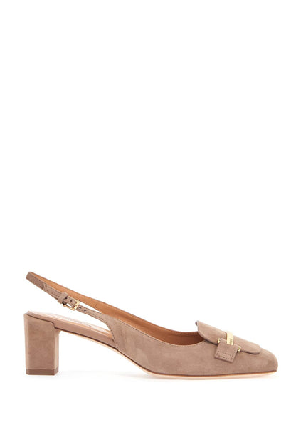 Tod'S Tod'S cappuccino goat leather pumps with metal bar