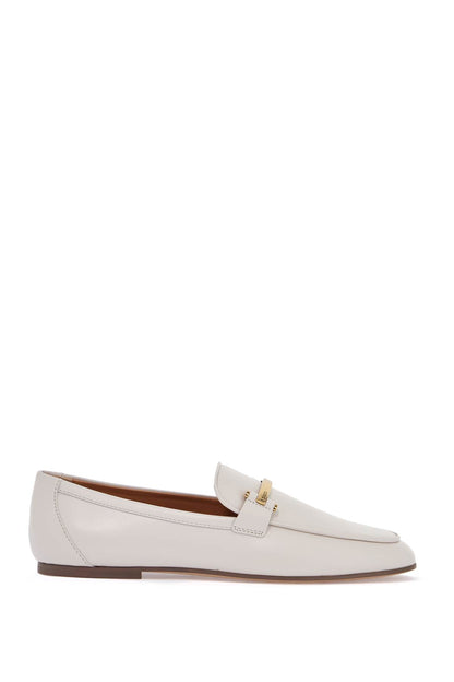 Tod'S Tod'S white calfskin moccasin with gold bar and velcro closure