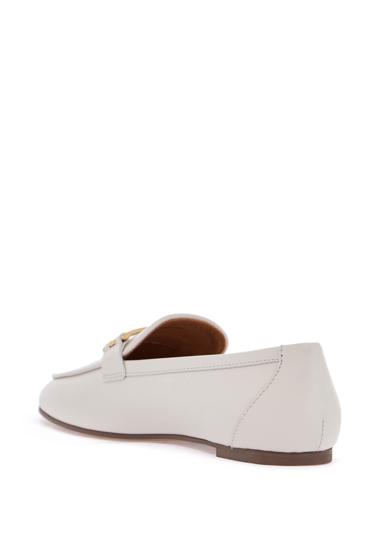 Tod'S Tod'S white calfskin moccasin with gold bar and velcro closure