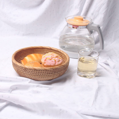 Round Fruit Woven Basket For Living Room Coffee Table