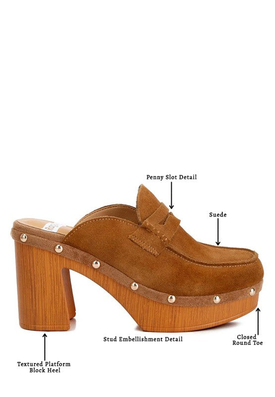 “RILEY” Suede Platform Clogs