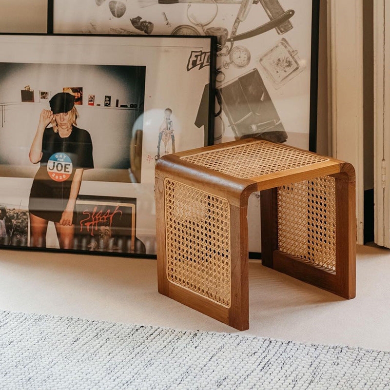 Vine Woven Japanese Square Wood Coffee Table