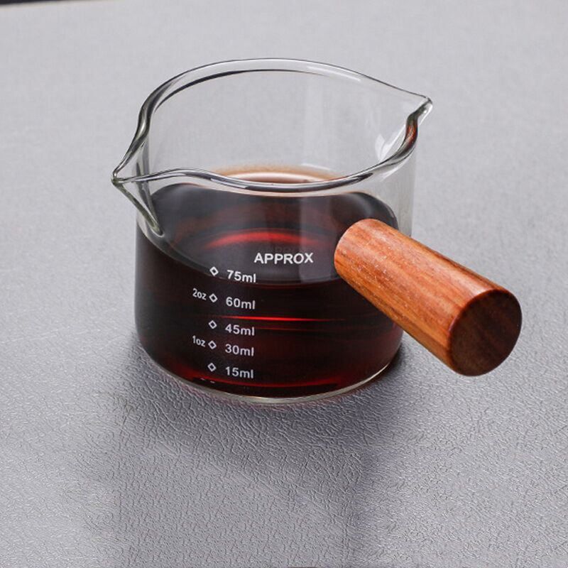 Milk Cup Wooden Handle Transparent Coffee Glass