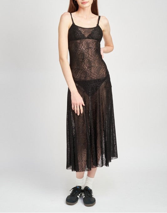 SHEER MAXI LACE DRESS