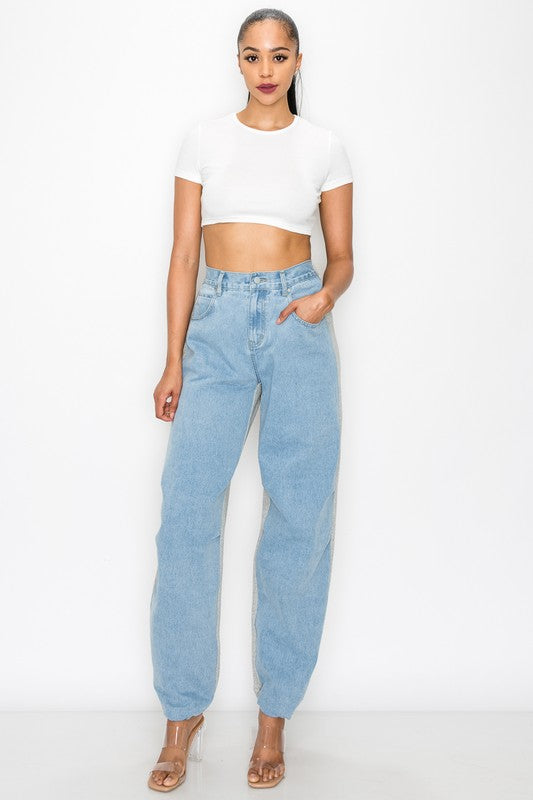 FRENCH TERRY ELASTIC BACK WAIST RELAXED JEAN