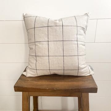 WHITE WINDOW PANE WITH BLACK GRID PILLOW COVER