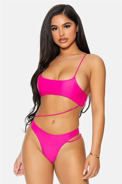 Strappy Hip One Piece Swimsuit