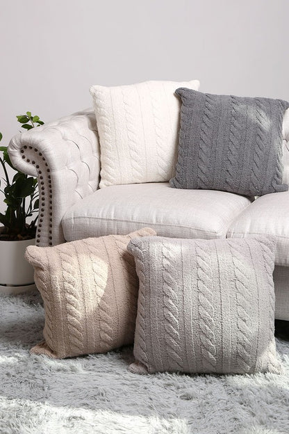 BRAIDED CABLE KNIT LUXURY SOFT PILLOW COVER