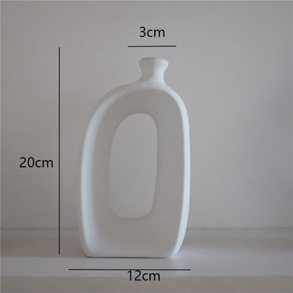 Plain Ceramic Vase Decoration Minimalist Art Flower Home