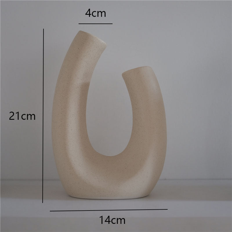 Plain Ceramic Vase Decoration Minimalist Art Flower Home