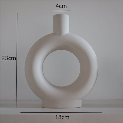 Plain Ceramic Vase Decoration Minimalist Art Flower Home