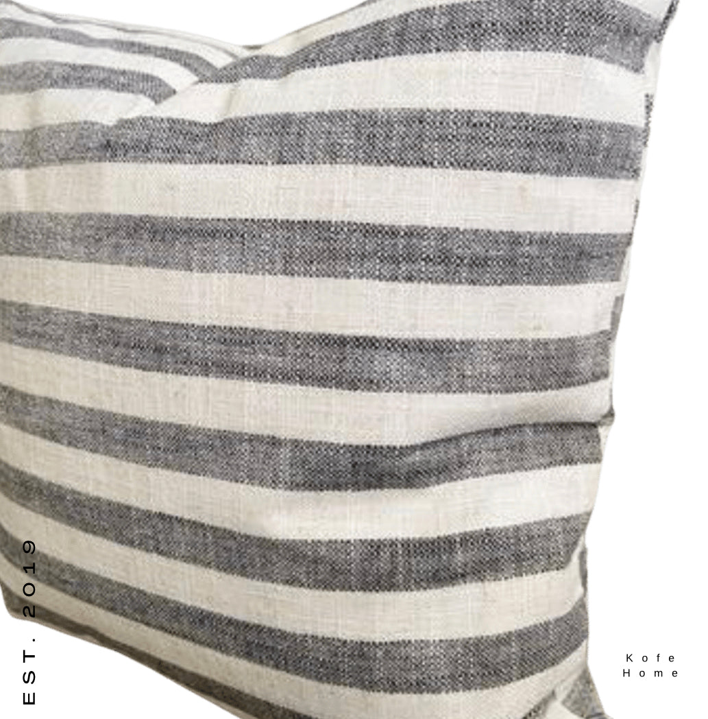 GREY AND WHITE STRIPE PILLOW COVER