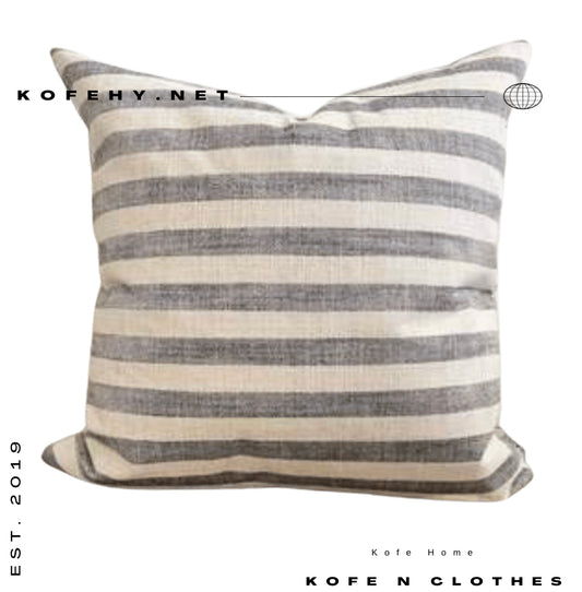 GREY AND WHITE STRIPE PILLOW COVER